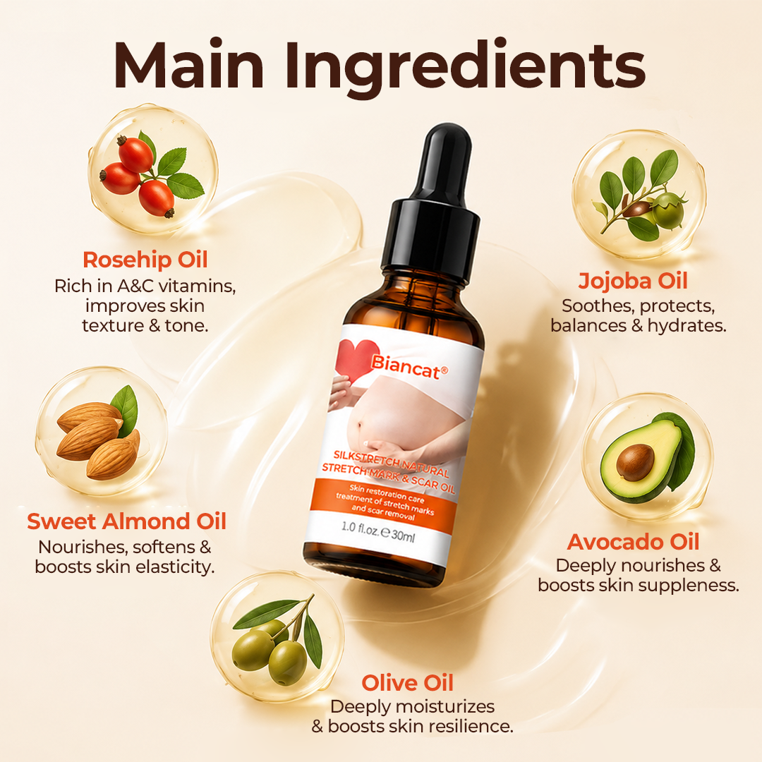 Biancat® SilkStretch Natural Stretch Mark & Scar Oil.