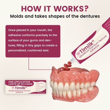 Timilk® UltraBond Premium Denture Adhesive  (Clinically Proven 4-Day Hold for Secure, Comfortable & Zinc-Free Denture Fit 🦷)